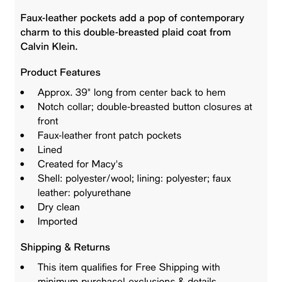Calvin Klein
Faux-Leather-Pocket Houndstooth Maxi Coat - Picture 15 of 15